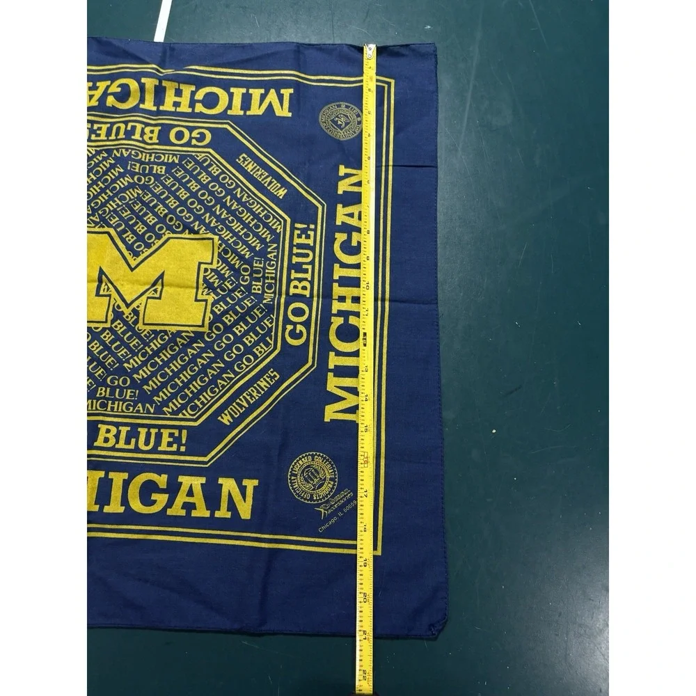 Vintage University Of Michigan Bandana 22x21 Wolverines Blue Yellow 80s 90s